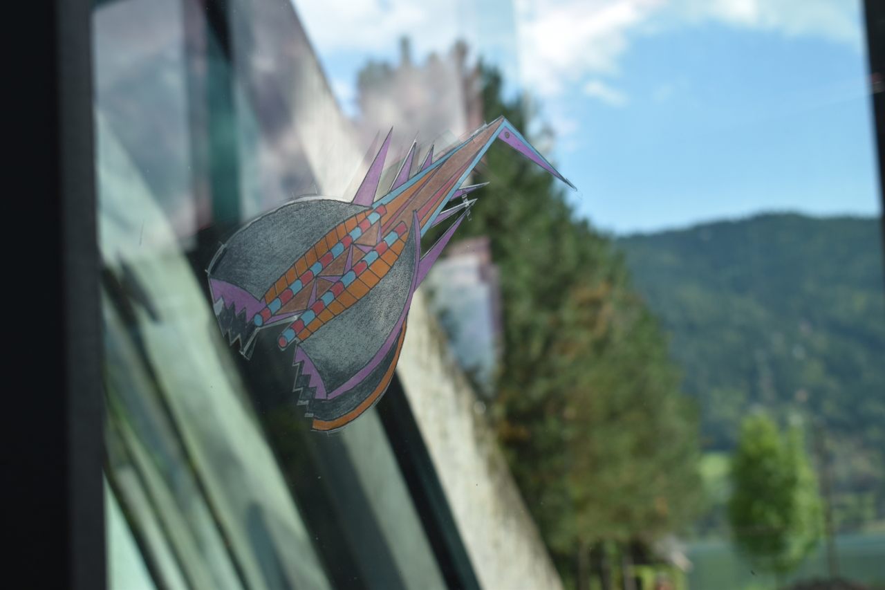 detail of the window drawings by Franziska Hederer